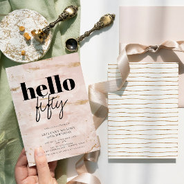 Rosa und Gold Elegant Einfach 50. Geburtstag Einladung