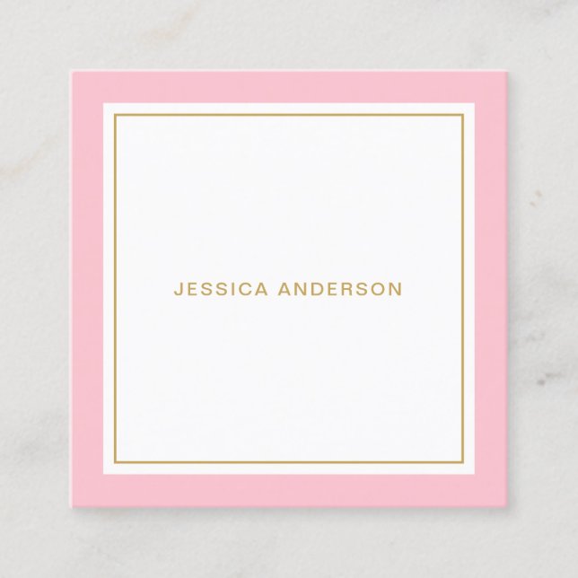 Rosa und Gold Elegante Feminine Quadratische Visitenkarte (Vorderseite)