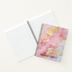 Rosa und Gold Elegante Malerei Lila Name Notizbuch