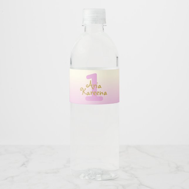 Rosa und Gold Erstgeburtenwasser-Flaschenetikett (Vorderseite)