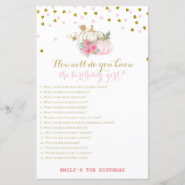 Rosa und Gold Fall Geburtstag Spiel, Pumpkin