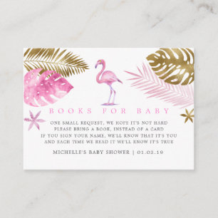 Rosa und Gold Flamingo Baby Shower Buchwunsch Begleitkarte