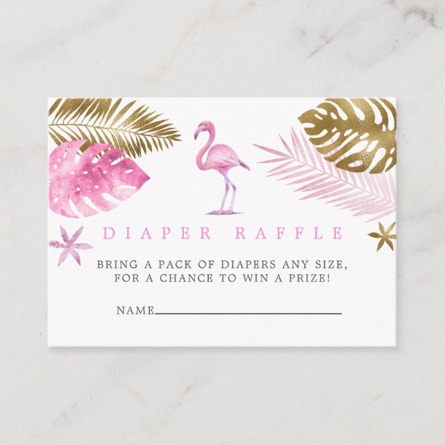 Rosa und Gold Flamingo Kinderdusche Windelwanne Ra Begleitkarte (Vorderseite)