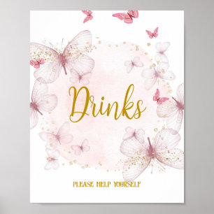 Rosa und Gold Geburtstagsgetränke Tafelzeichen Poster