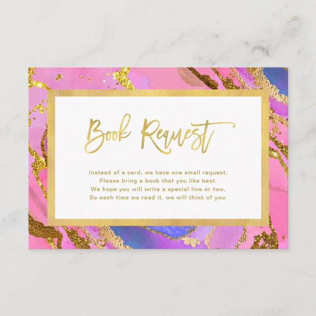 Rosa und Gold Geode | Babydusche Buchungsanfrage Begleitkarte (Vorderseite)
