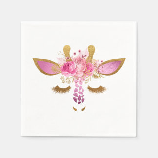 Rosa und Gold Giraffe Napkins Serviette