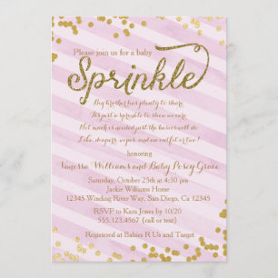 Rosa und Gold Girl Baby Sprinkle Dusche Einladung