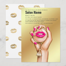 Rosa und Gold Glam Chic Beauty Salon Grand Opening Einladung