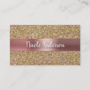 Rosa und Gold Glamour Glitter Schimmer Visitenkarte