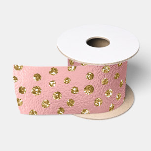 Rosa und Gold Glitter Glam Punkte Muster Satinband