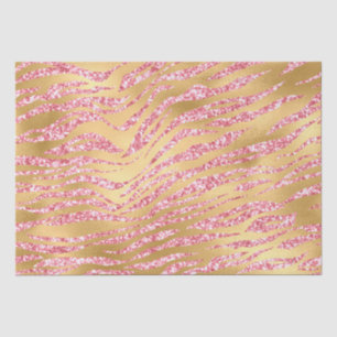 Rosa und Gold Glitter Glam Tiger Streifen Muster Seidenpapier