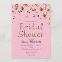 Rosa und Gold Glitzer Bridal Dusche Einladung