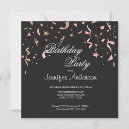 Rosa und Gold Glitzer Confetti auf der schwarzen E