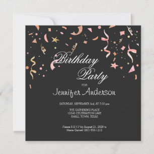 Rosa und Gold Glitzer Confetti auf der schwarzen E