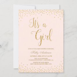 Rosa und Gold Glitzer Girl Baby Dusche Einladungen