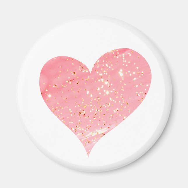 Rosa und Gold Glitzer Herzmagazin Magnet (Vorne)