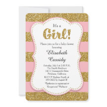 Rosa und Gold Glitzer Kindermädchendusche Einladun