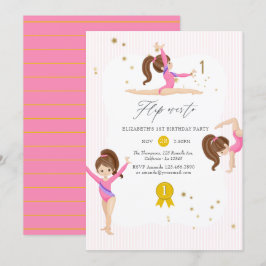 Rosa und Gold Gymnastik 1. Geburtstag Party Einladung