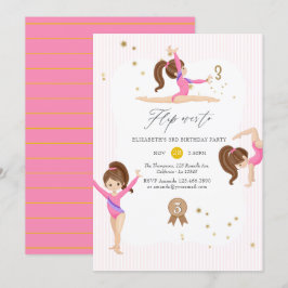 Rosa und Gold Gymnastik 3. Geburtstags-Party Einladung