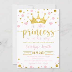  Rosa und Gold kleine Prinzessin Einladung