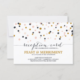 Rosa und Gold Konfetti Punkte Hochzeitsempfangskar Einladung