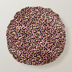 Rosa und Gold Leopard Serie Design 15 Rundes Kissen