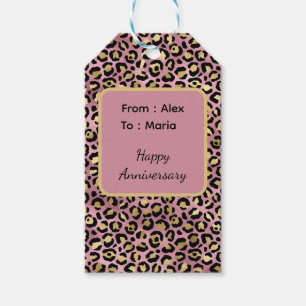 Rosa und Gold Leopardenprint Geschenkanhänger