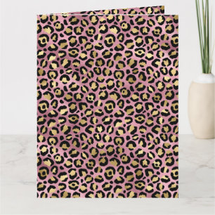 Rosa und Gold Leopardenprint Karte