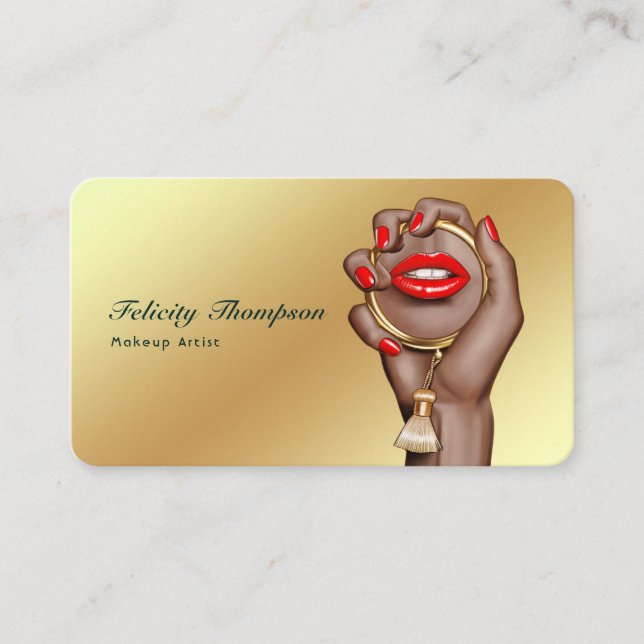 Rosa und Gold Makeup Artist Visitenkarte (Vorderseite)