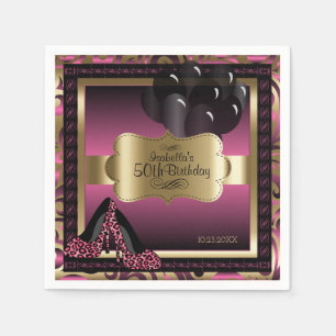 Rosa und Gold metallisch - Text alles- Gute zum Serviette