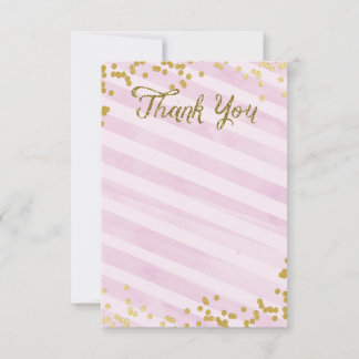 Rosa und Gold Metallische Sprinkle Danke Karte