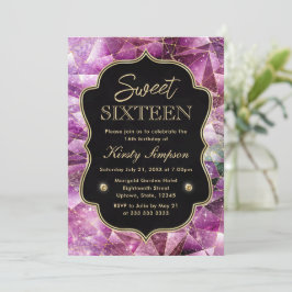Rosa und Gold Midnight Crystal Galaxy Sweet 16 Einladung