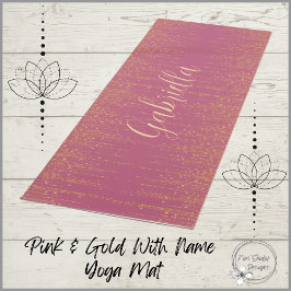 Rosa und Gold mit Name Yogamatte