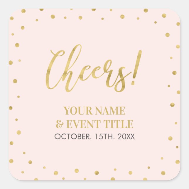 Rosa und Gold | Modern Cheers Adult Birthday Gefal Quadratischer Aufkleber (Vorderseite)