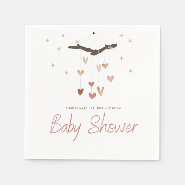 Rosa und Gold Moderne einfache Niedlich Boho Baby  Serviette (Vorderseite)