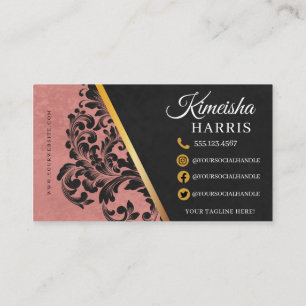 Rosa und Gold Moderne Friseur Salon Business Visitenkarte