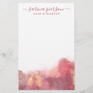 Rosa und Gold Moderne Kunst Flüssige Aquarellfarbe Briefpapier