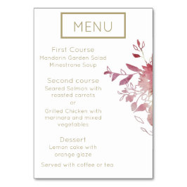 Rosa und Gold Moderne Minimalistische Speisekarte  Tischnummer