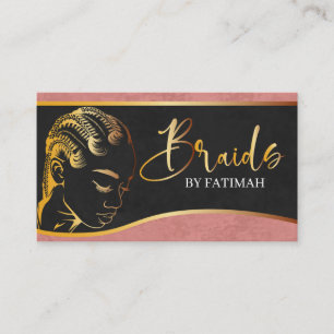 Rosa und Gold Moderner Friseur Salon Visitenkarte