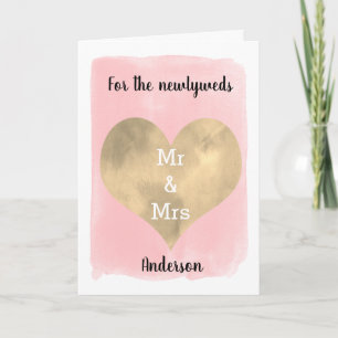 Rosa und Gold Neuauflage Glückwunsch Hochzeit Karte