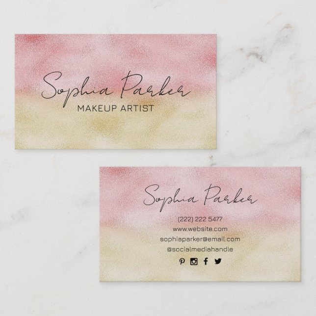 Rosa und Gold Ombre Foil Visitenkarte (Vorne/Hinten)