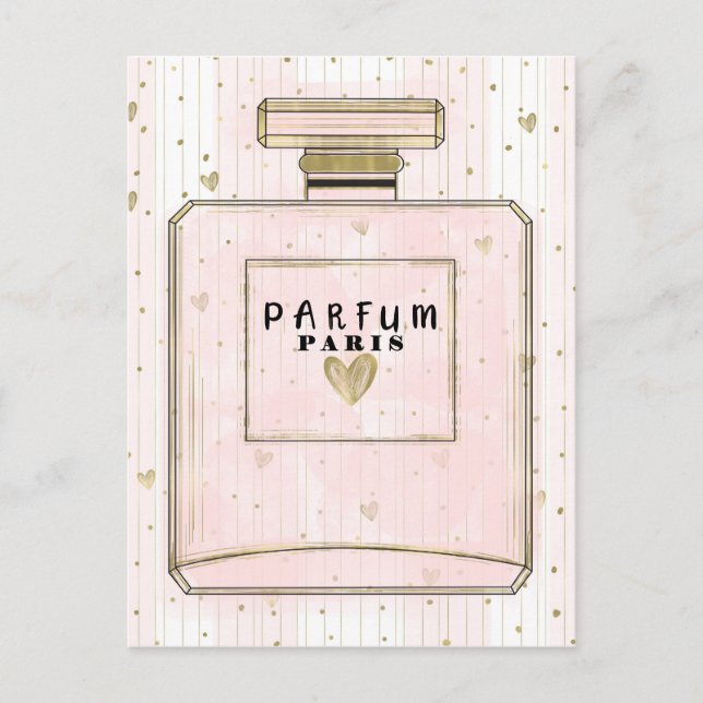 Rosa und Gold Parfum Beauty Party Einladungspostkarte (Vorderseite)