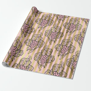 Rosa und Gold Paris Folie Wein Thema Geschenkpapier