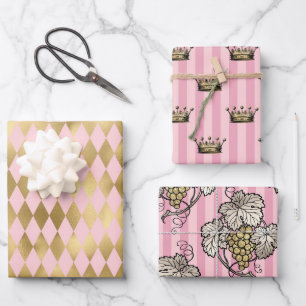 Rosa und Gold - Paris Geschenkpapier Set