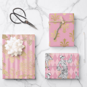 Rosa und Gold - Paris Geschenkpapier Set