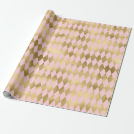 Rosa und Gold Paris glänzen Diamantenmuster Geschenkpapier
