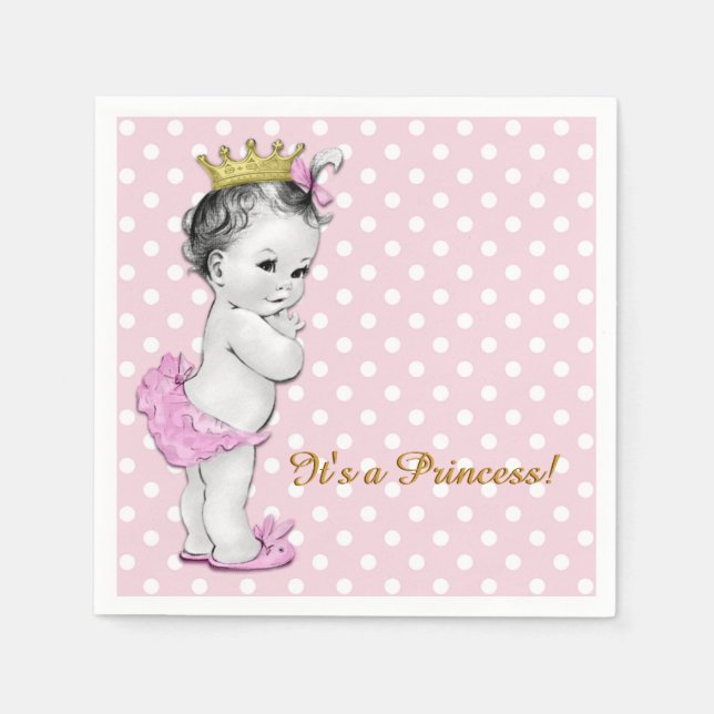 Rosa und Gold Princess Baby Dusche Serviette (Vorderseite)