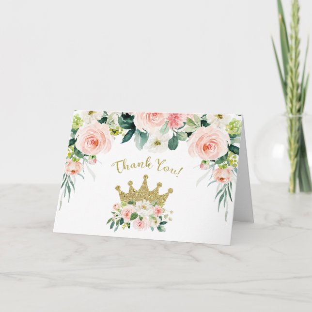 Rosa und Gold Prinzessin Danke Karte (Vorderseite)