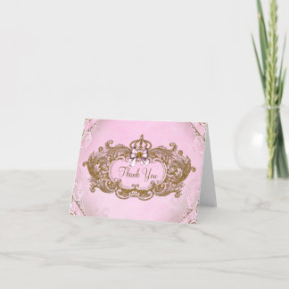 Rosa und Gold Prinzessin Vielen Dank Dankeskarte