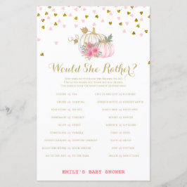 Rosa und Gold Pumpkin Baby Duschgame